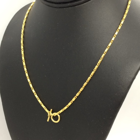 !!SOLD!! MADEWELL TOGGLE NECKLACE CHAIN GOLD TONE MINIMALIST QUIET LUXURY - Picture 7 of 13